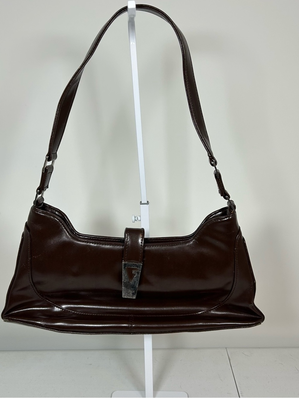 Guess Dark Brown Leather Shoulder Bag